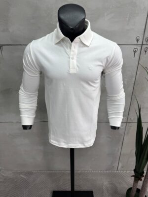 Polo Majica Dugi Rukav Bela