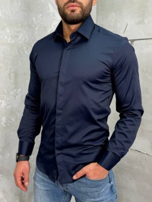 Elegantna Košulja Tamno Teget